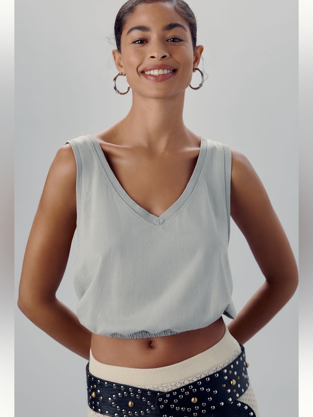 Anthropologie Pilcro V-Neck Bubble Muscle Tank, M
